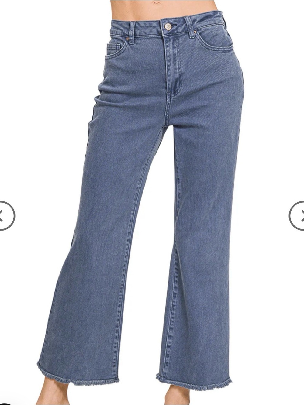 Zenana Outfitters Cropped Wide Leg Jeans in Medium Blue